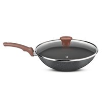 Frigideira Wok Natural Stone com Tampa 28cm Rochedo
