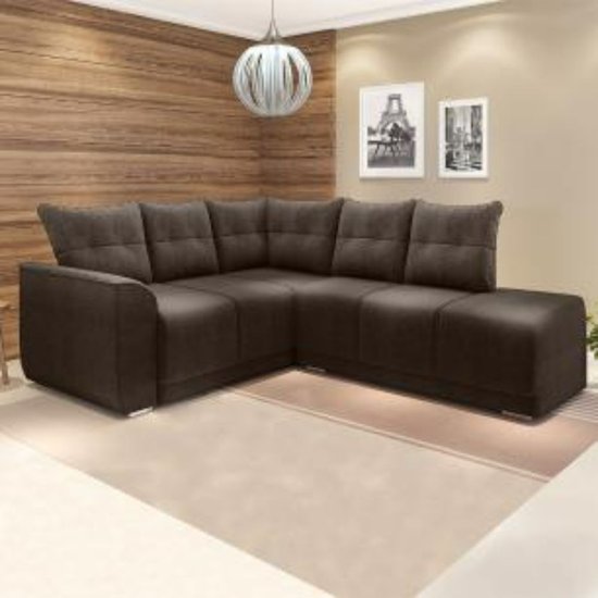 Sofá De Canto Marrocos Marrom Suede Liso - 628059