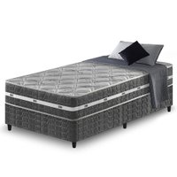 Cama Box Solteiro King Preto + Colchão Ortopédico Espuma D45 Extra Firme Brooklyn 96x203x62cm 620395
