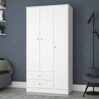 Guarda-Roupa Solteiro Benfácil 3 Portas 2 Gavetas Branco - Politorno