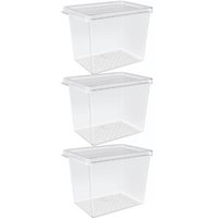 Kit 3 Organizadores de Geladeira Multiuso Cozinha 1,3L com Tampa Transparente Frutas Verduras UZ