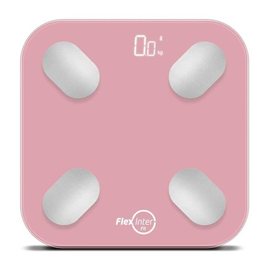 Balança Digital Smart Corporal Bioimpedância FlexInter 180kg Rosa App Android e IOS