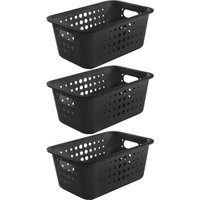 Conjunto 3 Caixas Organizadoras Plásticas 5L Casa Cestos Organizadores Closet Armário OU Preto
