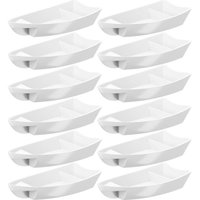 Kit 12 Barcas para Sushi Comida Japonesa Oriental Restaurante Bar Coza Plástico 27,5x13cm Brancas