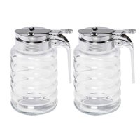 Kit 2 Meleiras de Vidro 280ml com Dosador Potes para Mel Lyor Transparentes Tampa Cromada