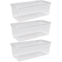 Kit 3 Organizadores de Geladeira com Tampa 4,5L Frutas Legumes  Multiuso Transparente UZ