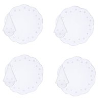 Jogo americano e guardanapo bordado (4) branco 45cm flor