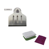Porta Esponja inox ventosa redondo e 3 Esponjas anti risco