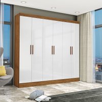Guarda Roupa Casal 6 Portas 2 Gavetas Reis 627366 Freijó com Branco