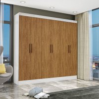 Guarda Roupa Casal 6 Portas 2 Gavetas Reis 627367 Branco com Freijó