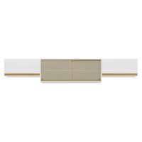Kit 3 Armários de Cozinha Aéreos 4 Portas Veneza Multimóveis MP2152 Branco/Dourado