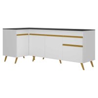 Kit Armário de Cozinha Balcão Canto 90cm e Gabinete Pia 150cm Veneza Multimóveis MP2158