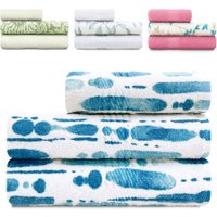 Kit Toalha 3 Peças Banho + Rosto 100% Algodão Felpudo Prisma Dohler Emcompre Branco/Azul