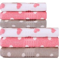 Kit 6 peças Toalha Banho + Rosto Infantil Estampada 100 Algodão Felpuda Prisma Dohler Emcompre Branco