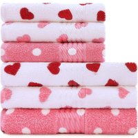 Kit 6 peças Toalha Banho Mais Rosto Infantil Estampada 100 Algodão Felpuda Prisma Dohler Emcompre Rosa