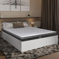 Cama Box Casal Desmontável com Colchão Molas Ensacadas Pillow Top Maximus 138x188x63cm Cinza / Branco Gazin