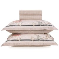 Jogo de Cama Casal 4 peças Lençol com Elástico 100 Algodão Percal 180 Fios Karsten 138x188x35cm - Emcompre