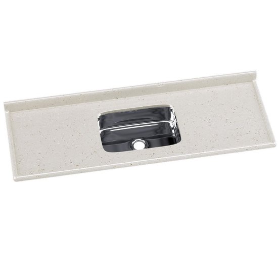 Tampo para Pia de Cozinha Rorato Mármore Sintético com Cuba em Inox 150x55cm - Travertino