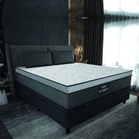Cama Box Baú Casal Colchão Molas Ensacadas Pillow Maximus 138x188x65cm cinza / Preto Gazin - Suporta até 120kg por Pesso