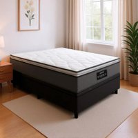 Cama Box Baú Casal Colchão Molas Ensacadas Pillow Maximus 138x188x65cm cinza / Preto Gazin - Suporta até 120kg por Pesso