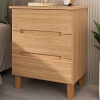 Mesa de Cabeceira Logan 3 Gavetas Marrom
