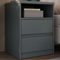 Mesa de Cabeceira Gales 2 Gavetas 100% MDF Cinza