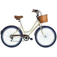 Bicicleta Retrô Vintage 6V Aro 26 DB Bege Cesta de Vime
