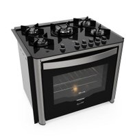 Fogão Fischer Gran Cheff de Embutir 5 Bocas Mesa de Vidro Com Dourador 110L Silver 127V 28550-65542
