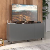 Rack para TV até 32 Polegadas com 3 Portas e Rodízios Multimóveis MP1065 Branco