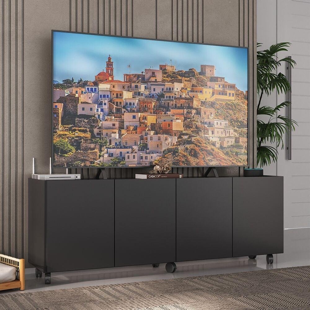 Rack para TV até 50 Polegadas com 4 Portas e Rodízios Multimóveis MP1069