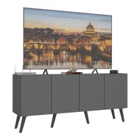 Rack Retrô para TV até 50 Polegadas com 4 Portas Multimóveis MP1071 Grafite/Preto