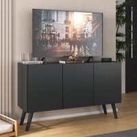 Rack Retrô para TV até 32 Polegadas com 3 Portas Multimóveis MP1067 Preto