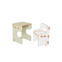 Kit Mesa E Cadeira Infantil Quebra Cabeça Verde/Branco