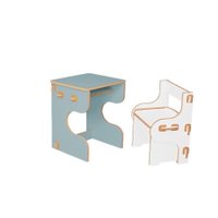 Kit Mesa E Cadeira Infantil Quebra Cabeça Azul/Branco