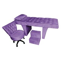 Kit Maca Reta Capitonê 0,60m Sophia com Mocho Base Giratória e Escada Veludo Roxo - Pallazio