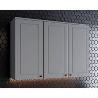 Armário Aéreo p/ Cozinha Americana c/ 3 Portas 120cm Cinza - Henn