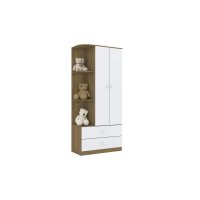Guarda Roupa Infantil 2 Portas e 2 Gavetas Labirinto Rústico/Branco - Henn