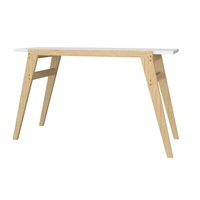Mesa Multiuso Cozinha BMU179 c/ Pés de Madeira 135cm Branco/Pinus - BRV