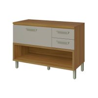 Balcão de Cozinha Princesa 1 Porta e 2 Gavetas c/ Tampo 120cm Freijo/Off White - Nesher