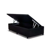 Cama Box Baú Solteiro Universal Suede Black (88x188x35) - Costa Rica