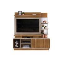 Home para TV Lupi até 55 Polegadas c/ 1 Porta de Correr e 3 Nichos Carvalho/Griz - DJ Móveis