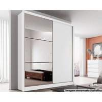 Guarda Roupa Solteiro 2 Portas de correr 3 Gavetas c/Espelho Thor Plus Branco - Novo Horizonte