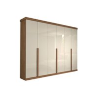 Guarda Roupa Casal 6 Portas e 6 Gavetas Guarapari Avelã/Off White - Panan