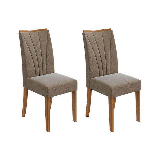 Cadeira Sala de Jantar Apogeu Kit 2 Un Rovere/Amêndoa/Suede Animale Bege - Lopas
