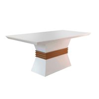 Mesa de Sala Jantar Ágata + Tampo Madeirado Reto 180x90cm Off White/Imbuia - Rufato