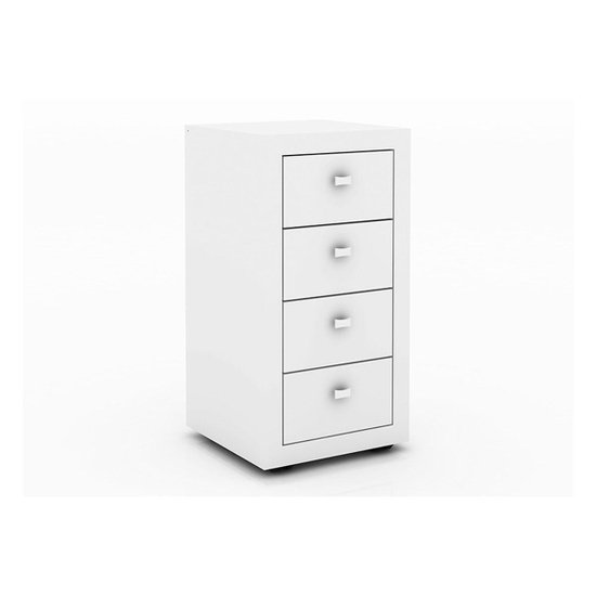 Gaveteiro p/ Escritório ME4133 c/ 4 Gavetas e Rodízios Branco - Tecno Mobili