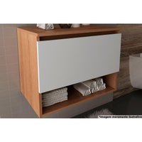 Balcão p/ Banheiro Suspenso BN3606 1 Porta cor Amêndoa/Branco - Tecno Mobili