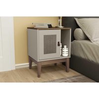 Mesa Lateral p/ Sala MB 1004 1 Porta Freijo/Off White - Movelbento
