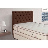 Cabeceira Cama Box Estofada King King Embaixatriz Plus Suede Marrom Chocolate - Simbal