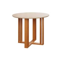 Mesa de Sala Jantar Flora + Tampo Madeirado 93cm Nature/Off White - Cimol